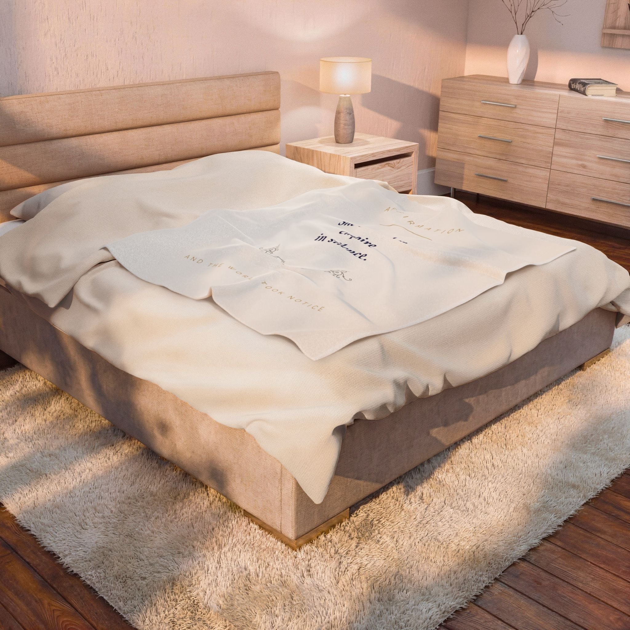 Affirmation Velveteen Blanket — “She built her empire in silence.” Cozy Inspirational Throw